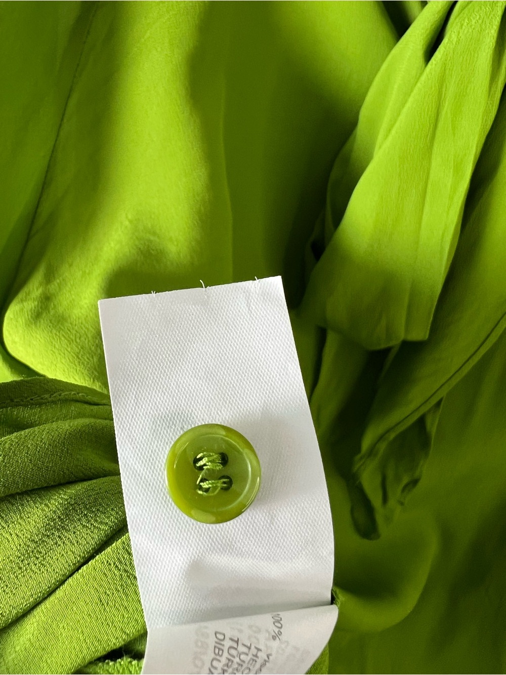 Zara Bright Lime Green Chic Contemporary Balloon-Sleeve Blouse Women’s Medium - Picture 11 of 12